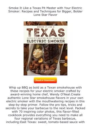 ✔️READ ❤️Online Smoke It Like a Texas Pit Master with Your Electric Smoker: