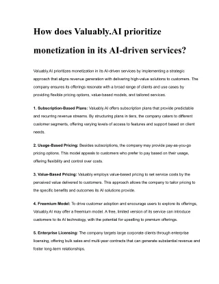 How does Valuably.AI prioritize monetization in its AI-driven services_