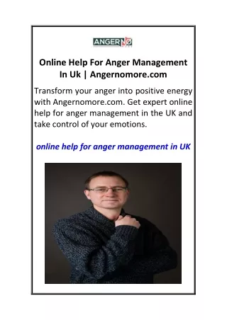 Online Help For Anger Management In Uk  Angernomore.com