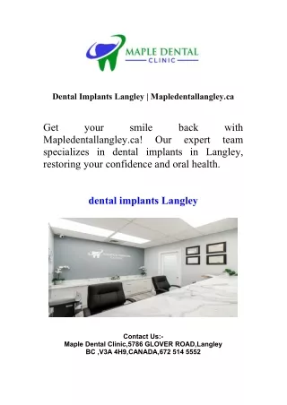 Dental Implants Langley | Mapledentallangley.ca