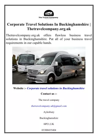Corporate Travel Solutions In Buckinghamshire  Thetravelcompany.org.uk