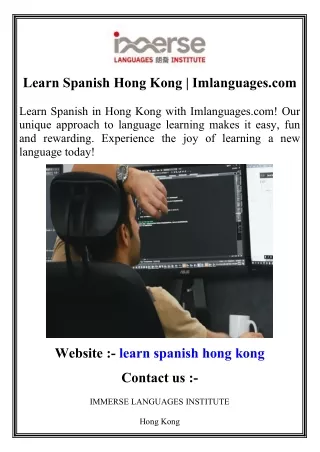 Learn Spanish Hong Kong   Imlanguages.com