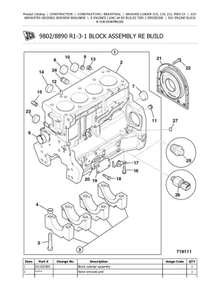JCB 2CX-AIRMASTER BACKHOE LOADER Parts Catalogue Manual (Serial Number 00930001-00959999)
