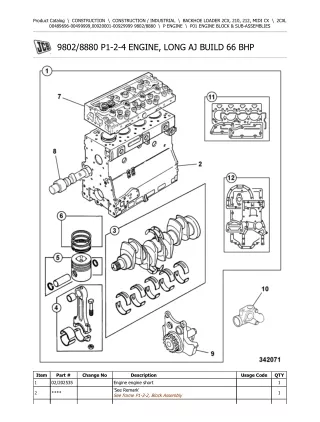 JCB 2CXL BACKHOE LOADER Parts Catalogue Manual (Serial Number 00489696-00499999)