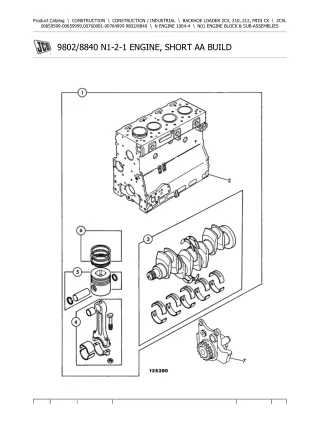 JCB 2CXL BACKHOE LOADER Parts Catalogue Manual (Serial Number 00659599-00659999)