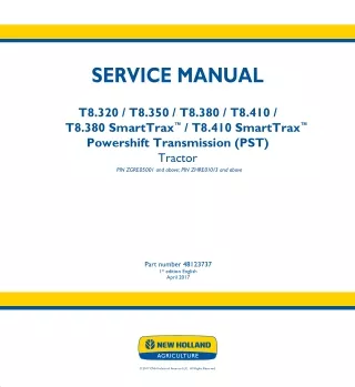 New Holland T8.410 PST TIER 2 CHELNY Powershift Transmission (PST) Tractor Service Repair Manual Instant Download [ZGRE0