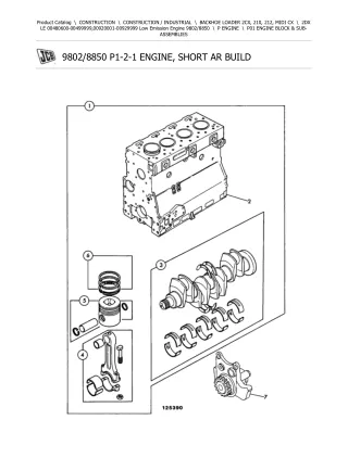 JCB 2DX LE (Low Emission Engine) BACKHOE LOADER Parts Catalogue Manual (Serial Number 00480600-00499999)