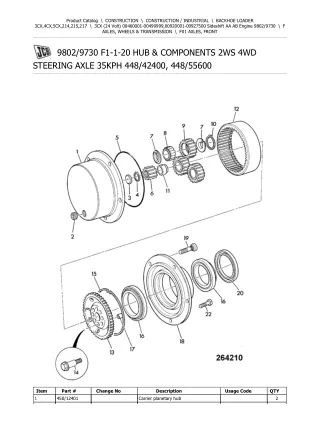 JCB 3CX (24 Volt) BACKOHE LOADER Parts Catalogue Manual (Serial Number 00460001-00499999)