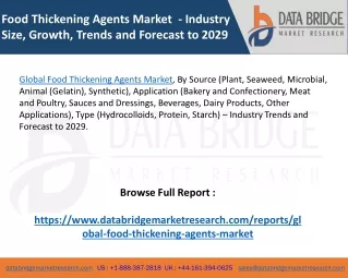 Global Food Thickening Agents Market – Industry Trends and Forecast to 2029