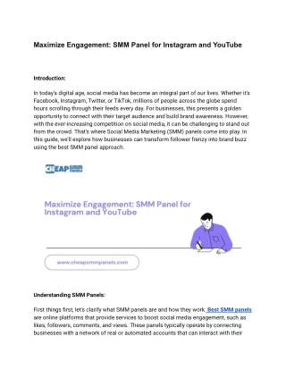 Maximize Engagement_ SMM Panel for Instagram and YouTube