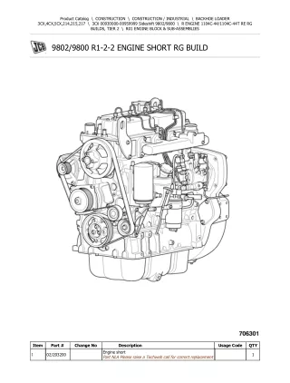 JCB 3CX BACKOHE LOADER Parts Catalogue Manual (Serial Number 00930000-00959999) 1