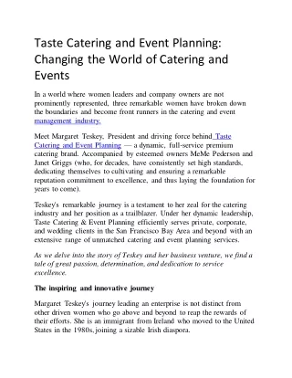 Taste Catering and Event Planning: Changing the World of Catering and Events