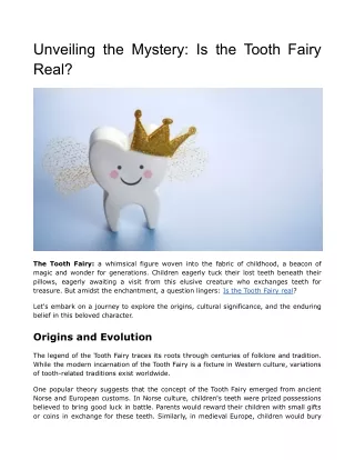 Unveiling the Mystery: Is the Tooth Fairy Real?