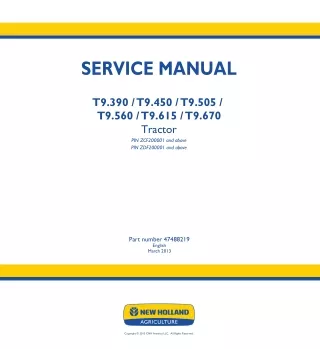 New Holland T9.450 Tractor Service Repair Manual Instant Download [ZDF200001 - ]