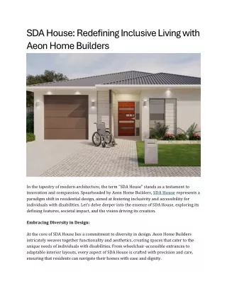 SDA House Redefining Inclusive Living with Aeon Home Builders