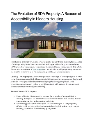 The Evolution of SDA Property A Beacon of Accessibility in Modern Housing