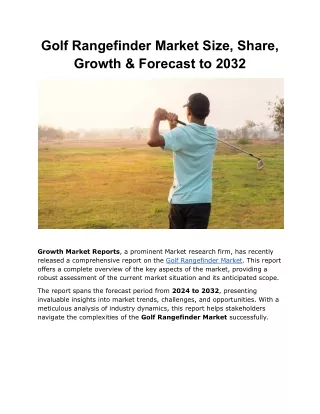 Golf Rangefinder Market Size, Share, Growth & Forecast to 2032