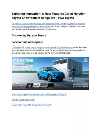 Exploring Innovation_ A New Features Car at Hyryder Toyota Showroom in Bangalore - Viva Toyota