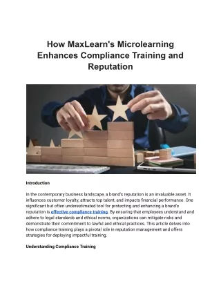 How MaxLearn's Microlearning Enhances Compliance Training and Reputation