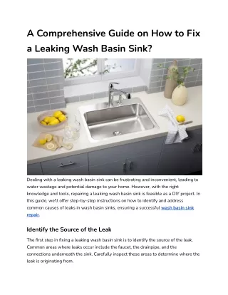 A Comprehensive Guide on How to Fix a Leaking Wash Basin Sink_