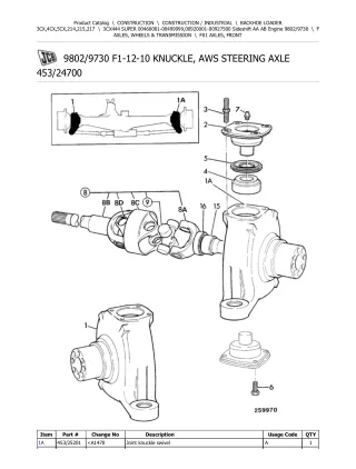JCB 3CX444 SUPER (Sideshift AA AB Engine) BACKOHE LOADER Parts Catalogue Manual (Serial Number 00460001-00499999)
