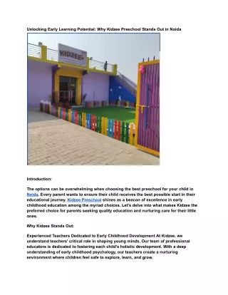 Unlocking Early Learning Potential_ Why Kidzee Preschool Stands Out in Noida