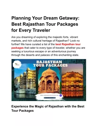 Planning Your Dream Getaway_ Best Rajasthan Tour Packages for Every Traveler - Google Docs