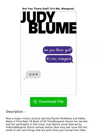 [PDF]❤READ⚡ Are You There God? It's Me, Margaret.
