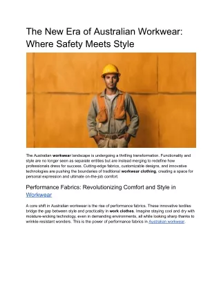 The New Era of Australian Workwear_ Where Safety Meets Style