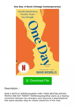 Pdf⚡(read✔online) One Day: A Novel (Vintage Contemporaries)