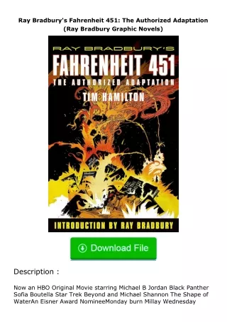 full✔download️⚡(pdf) Ray Bradbury's Fahrenheit 451: The Authorized Adaptation