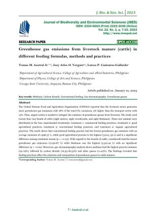 Greenhouse gas emissions from livestock manure (cattle) in different feeding