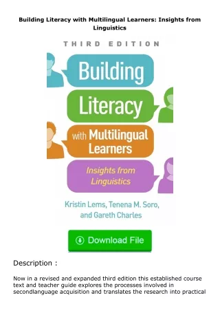 [READ]⚡PDF✔ Building Literacy with Multilingual Learners: Insights from Lingui