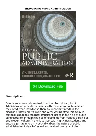 Download❤[READ]✔ Introducing Public Administration