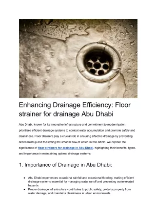 Enhancing Drainage Efficiency_ Floor strainer for drainage Abu Dhabi