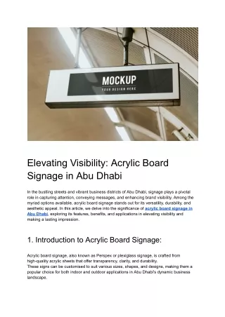 Elevating Visibility_ Acrylic Board Signage in Abu Dhabi