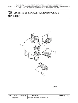 JCB 3CXSM-4T (Centremount AR AK Engine) BACKOHE LOADER Parts Catalogue Manual (Serial Number 00920001-00929999)