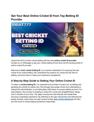 The Best Cricket Betting ID provider site in India