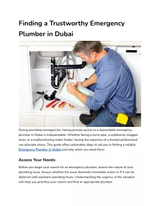 Finding a Trustworthy Emergency Plumber in Dubai