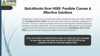 Effective solutions steps to fix Error H505 QuickBooks 2018