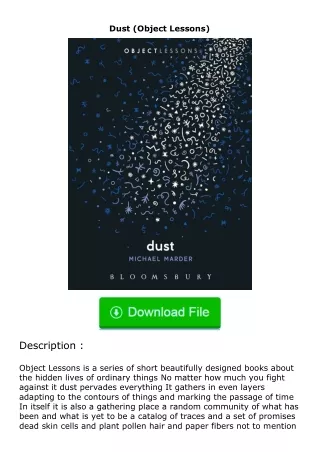 [PDF]❤READ⚡ Dust (Object Lessons)