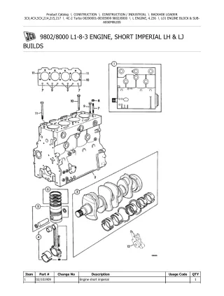 JCB 4C-2 Turbo BACKOHE LOADER Parts Catalogue Manual (Serial Number 00290001-00305999)