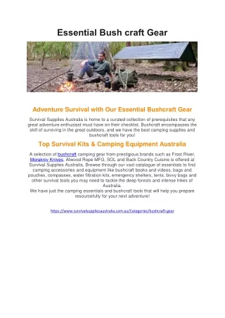 Essential Bush craft Gear Adventure Survival with Our Essential Bushcraft Gear