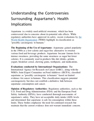 Understanding the Controversies Surrounding Aspartame's Health Implications