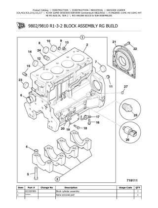 JCB 4C444 SUPER Centremount BACKOHE LOADER Parts Catalogue Manual (Serial Number 00930000-00959999)