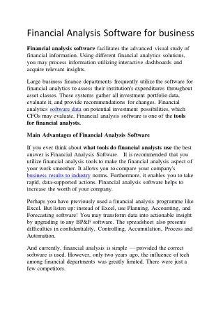 Financial Analysis Software for business