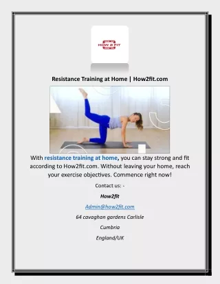 Resistance Training At Home | How2fit.com