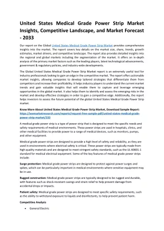 United States Medical Grade Power Strip Market Insights