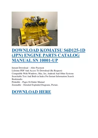 DOWNLOAD KOMATSU S6D125-1D (JPN) ENGINE PARTS CATALOG MANUAL SN 10001-UP