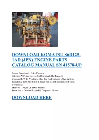 DOWNLOAD KOMATSU S6D125-1AD (JPN) ENGINE PARTS CATALOG MANUAL SN 41578-UP